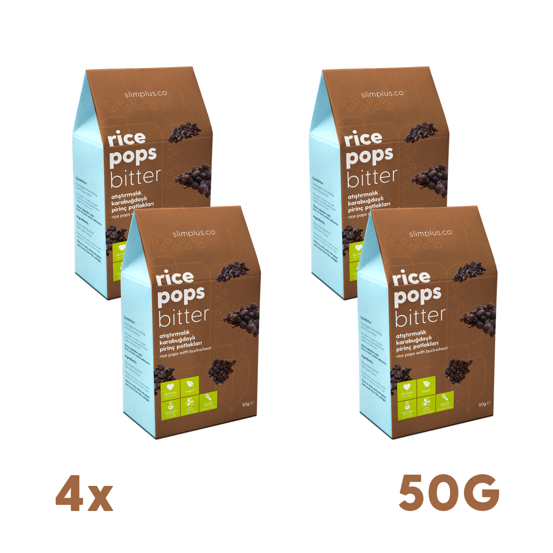 4 Paket Glutensiz Vegan Rice Pops Bitter Kakaolu Karabuğdaylı Pirinç Patlakları 50G