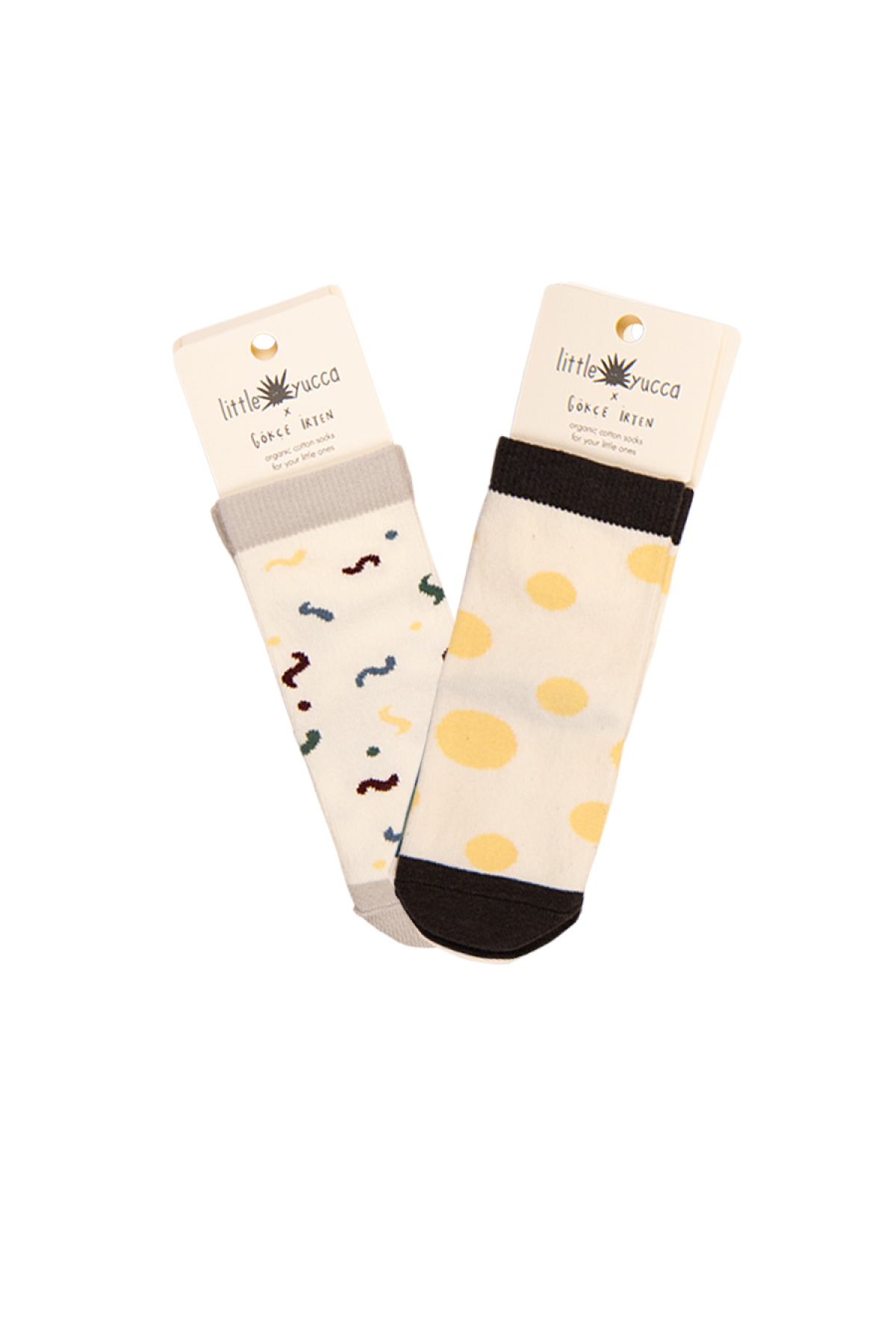 Organik Pamuklu 2'li Çorap Seti-Daireler Sarı