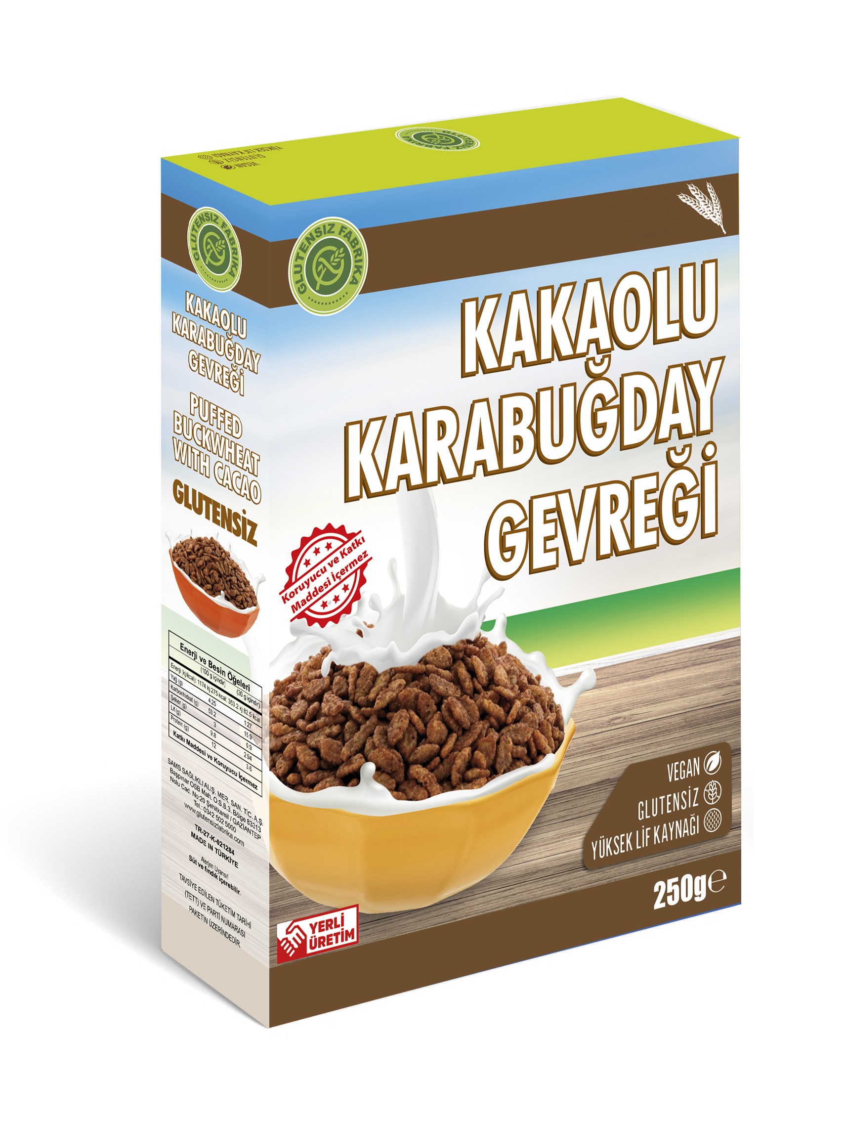 Glutensiz Kakaolu Karabuğday Gevreği 250 Gram Katkısız Doğal Sağlıklı