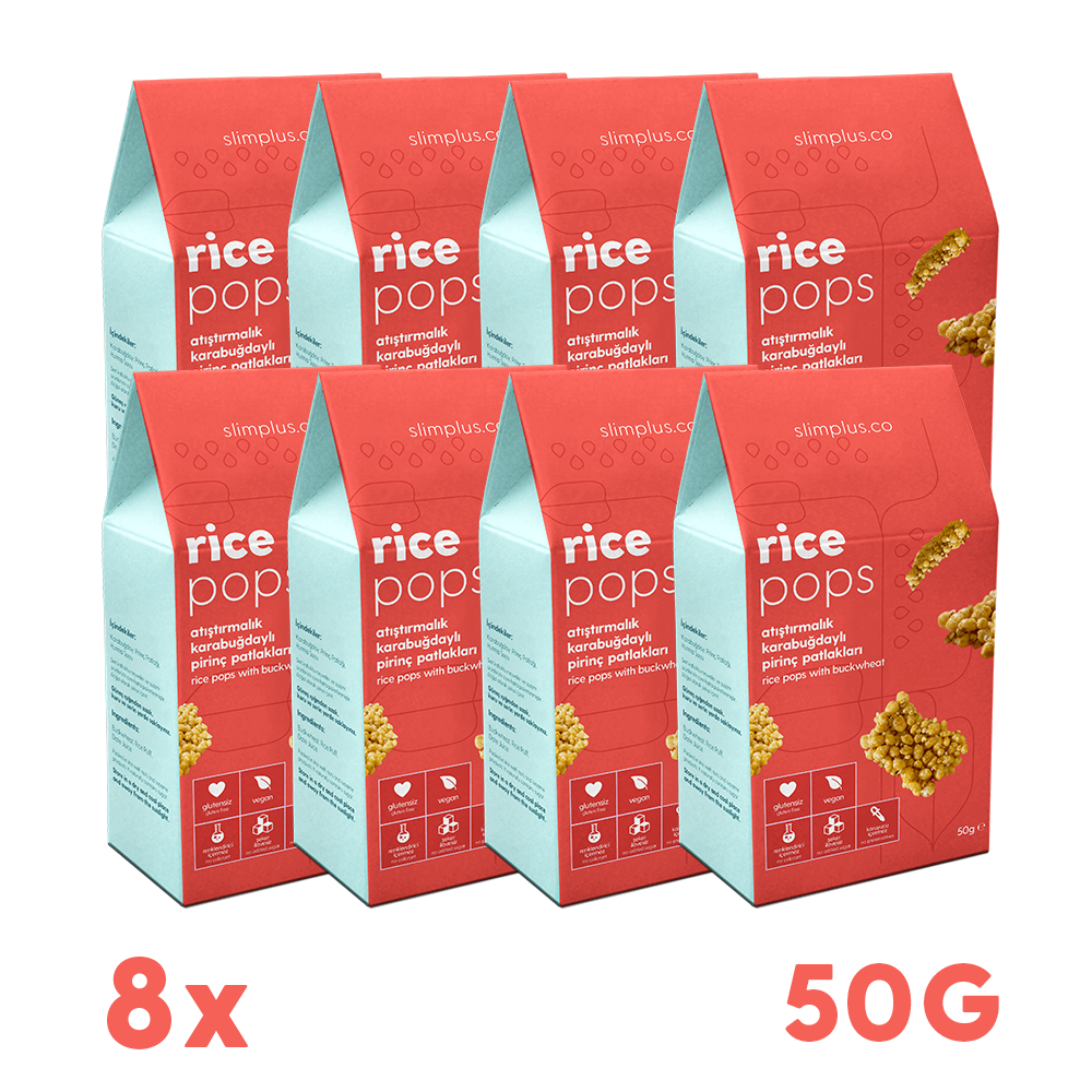 8 Paket Glutensiz Vegan Rice Pops Atıştırmalık Karabuğdaylı Pirinç Patlakları 50G