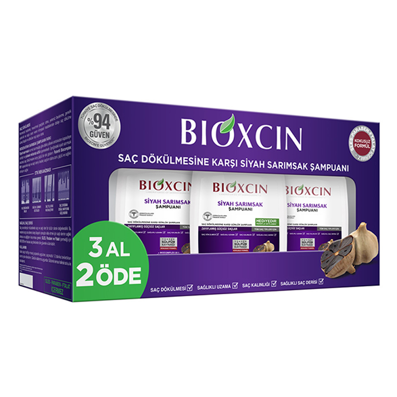 Bioxcin Saç Dökülmesine Karşı Siyah Sarımsak Şampuanı 300 ml | 3 al 2 öde