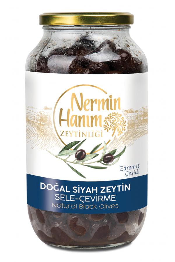 Nermin Hanım Edremit Siyah Sele Çevirme Zeytin Doğal Fermente 1500 cc