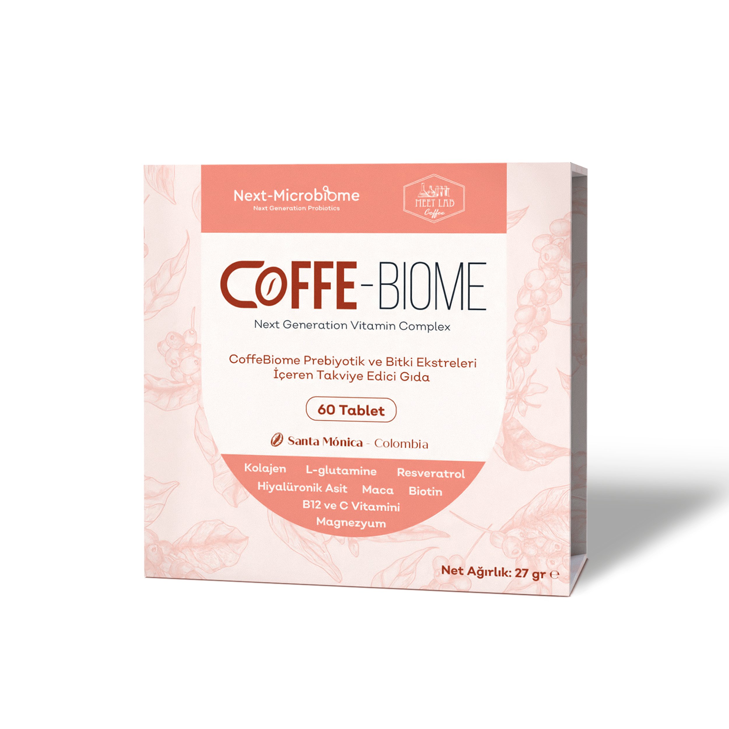Coffe-Biome Kahve, Prebiyotik ve Bitki Ekstreleri İçeren Takviye Edici Gıda (60 Çiğnenebilir Tablet)