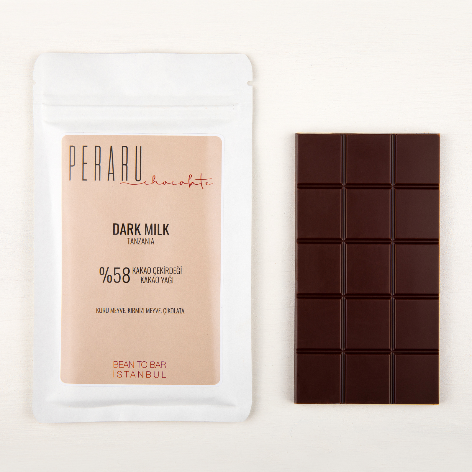 Bean to Bar chocolate DARK MILK 58% kakao çekirdeği oranı yüksek sütlü