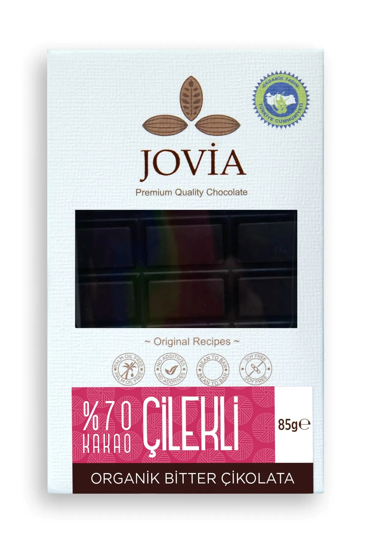 Organik Çikolata - %70 Bitter Çilekli 85 Gr