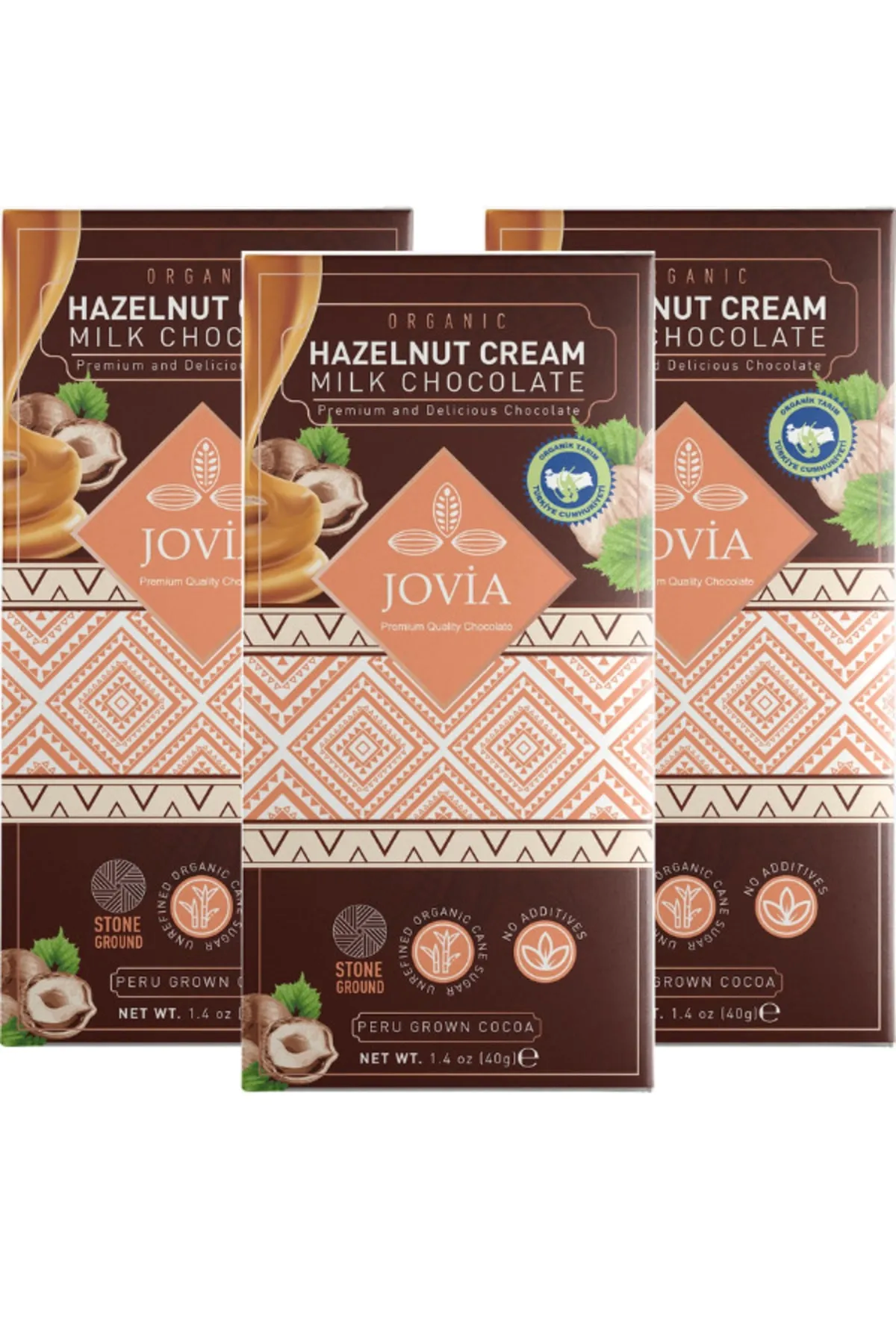 jovia premium quality chocolate Organik Sütlü Çikolata-fındık Kremalı 3'lü Avantaj Paket