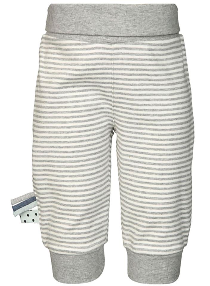 Organik Beli Çizgili Lastikli Pantolon,Grey Melanj