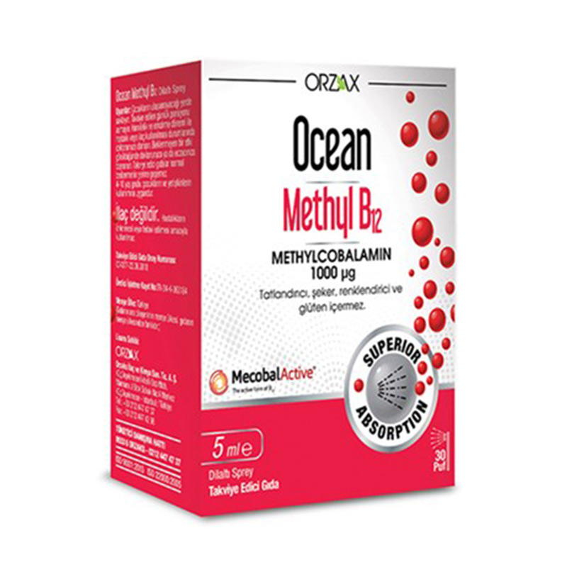 Ocean Methyl B12, metilkobalamin formda aktif B12 vitamini içeren gıda takviyesidir. Sprey form avantajı ile hızlı ve kolay kullanımı ile avantaj sağlar.