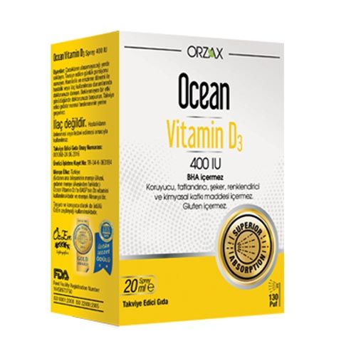 Orzax Ocean Vitamin D3 400 IU Sprey 20ml