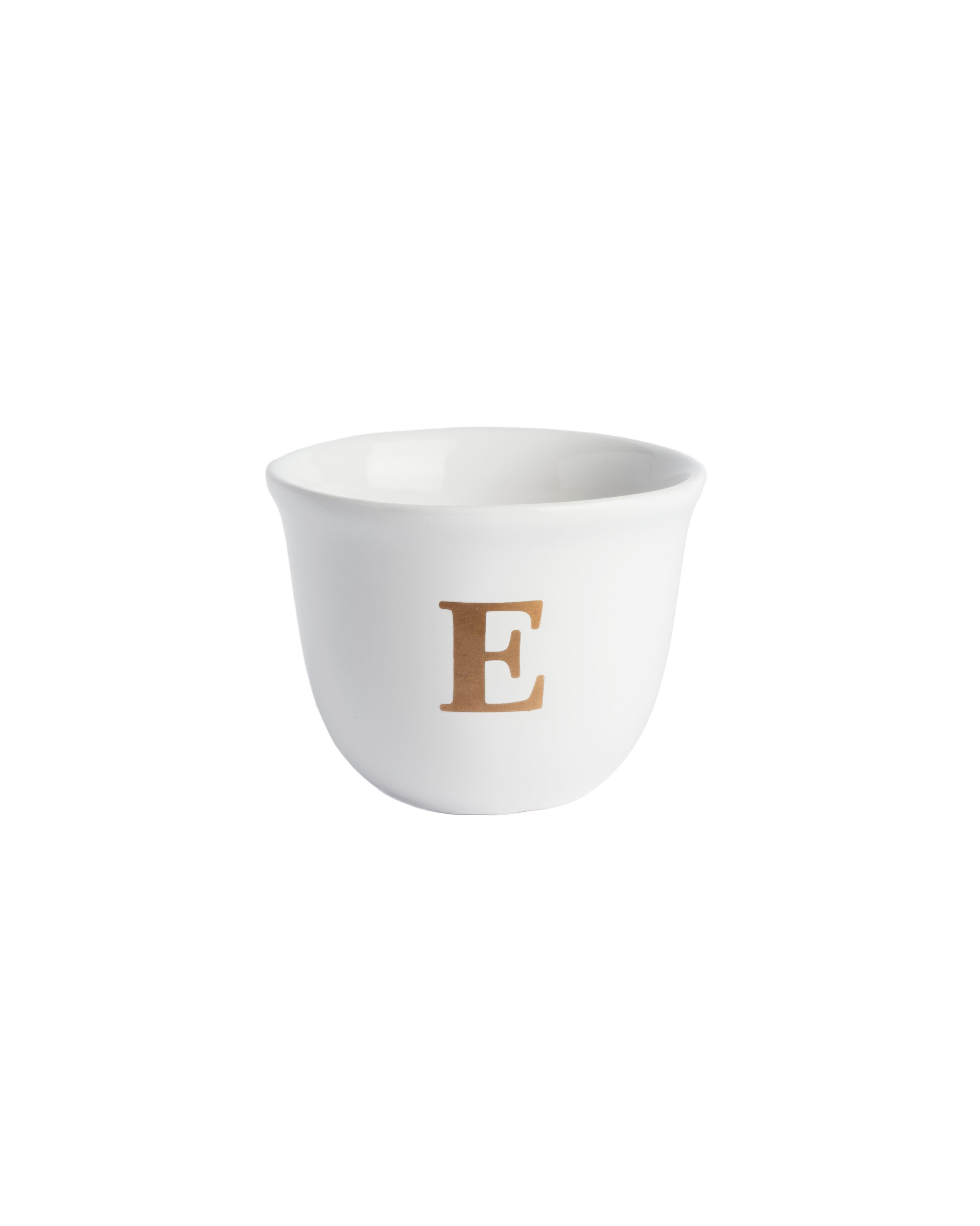 Ecocotton Seramik El Yapımı Espresso Fincanı E Harfi - Beyaz