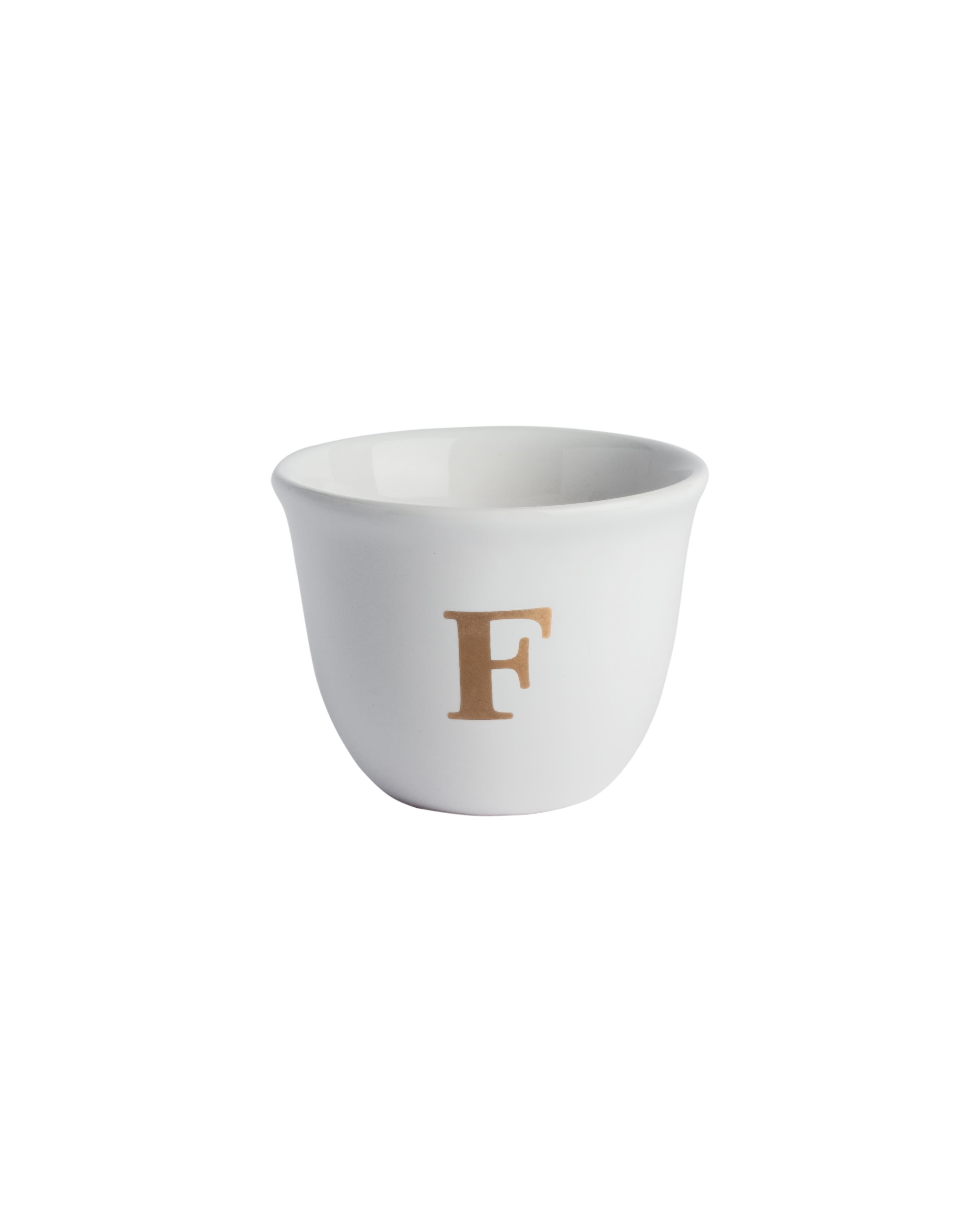 Ecocotton Seramik El Yapımı Espresso Fincanı F Harfi - Beyaz