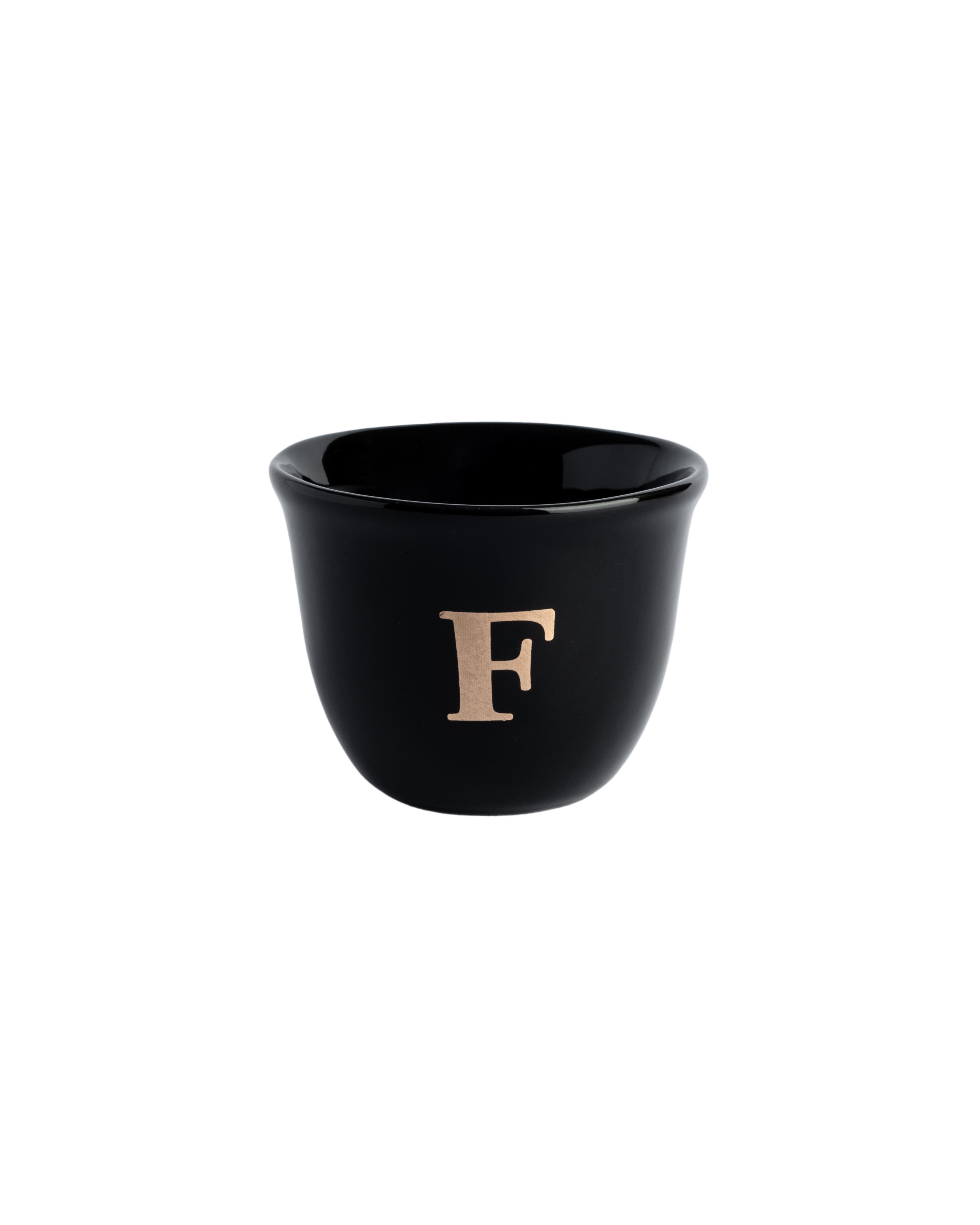 Ecocotton Seramik El Yapımı Espresso Fincanı F Harfi - Siyah