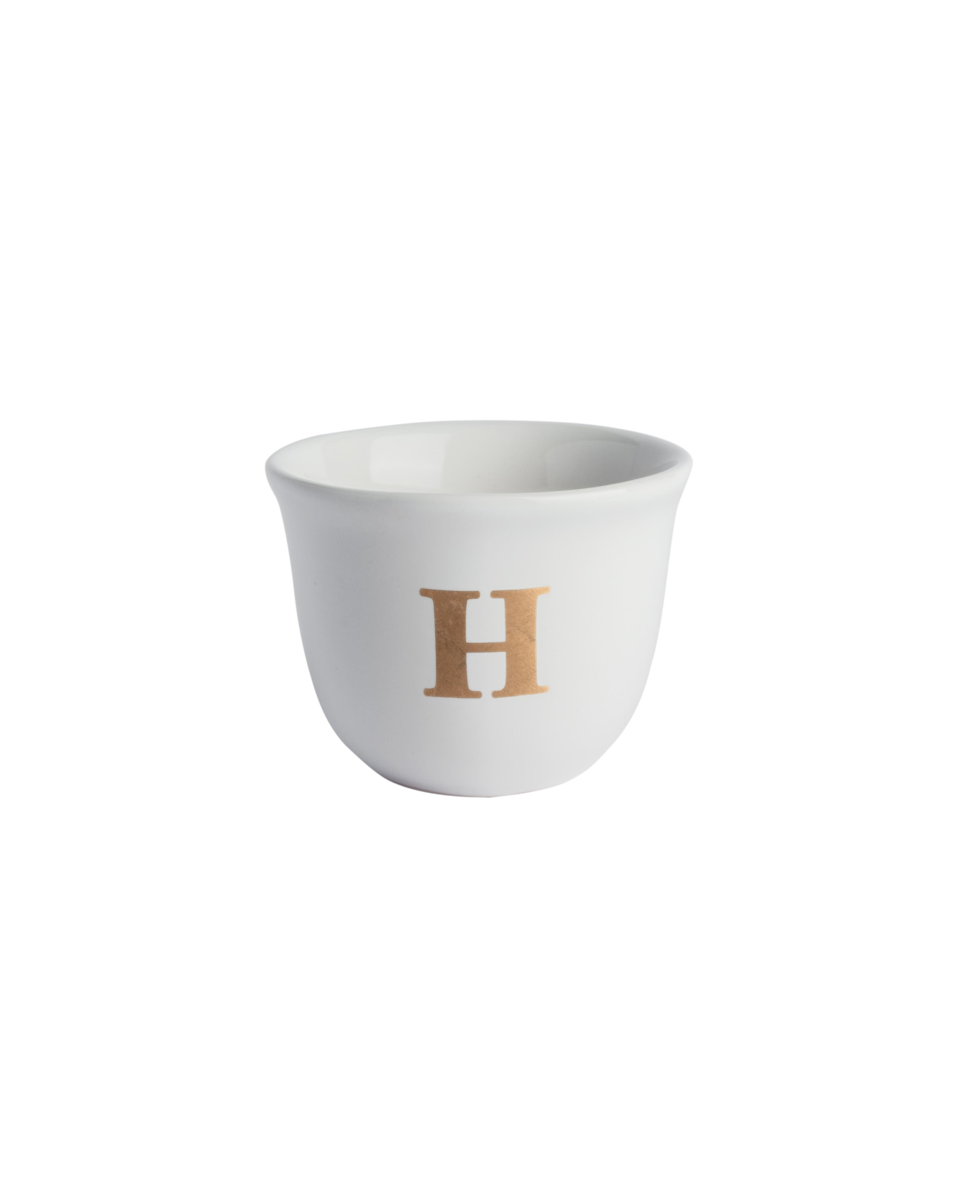 Ecocotton Seramik El Yapımı Espresso Fincanı H Harfi - Beyaz