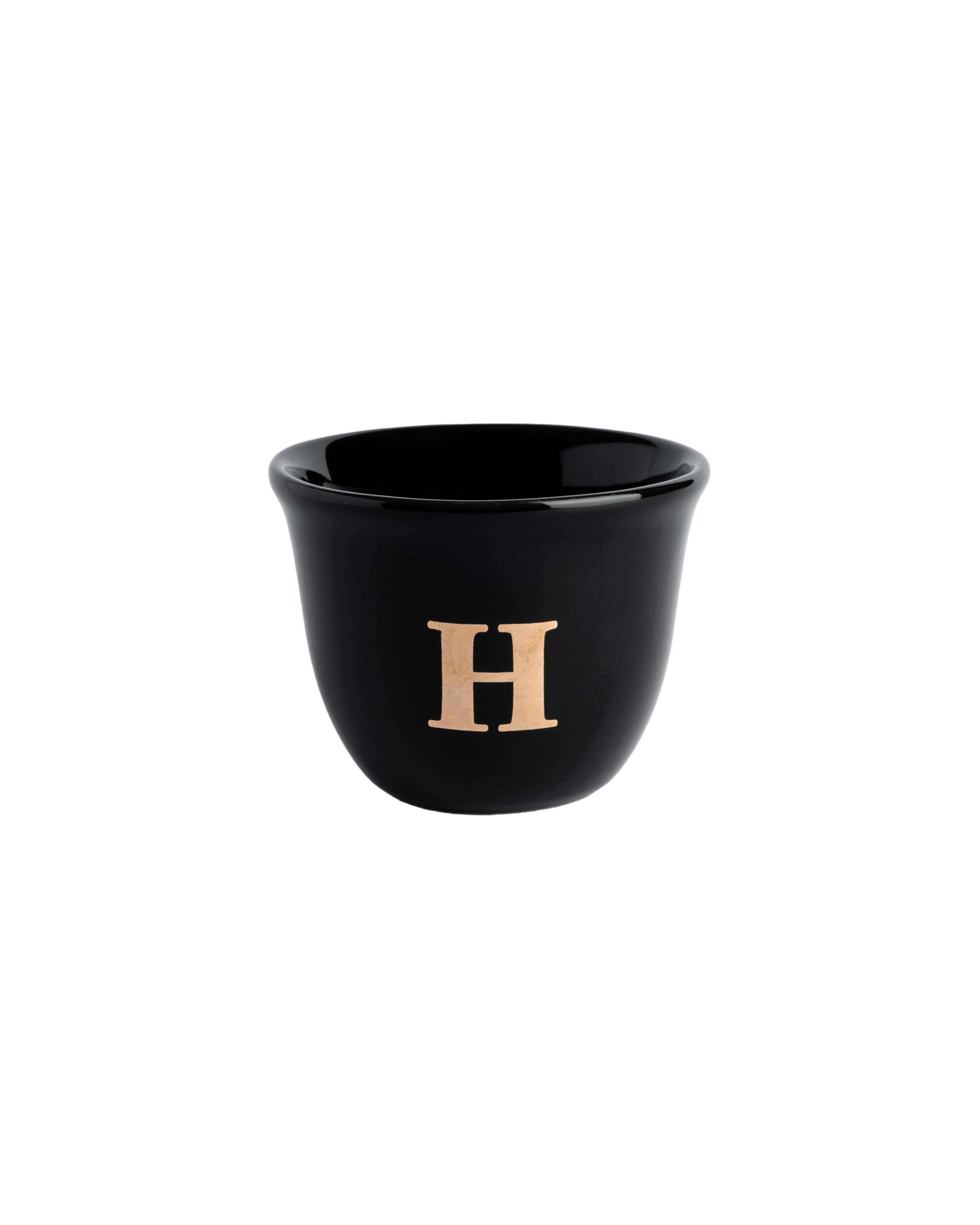 Ecocotton Seramik El Yapımı Espresso Fincanı H Harfi - Siyah