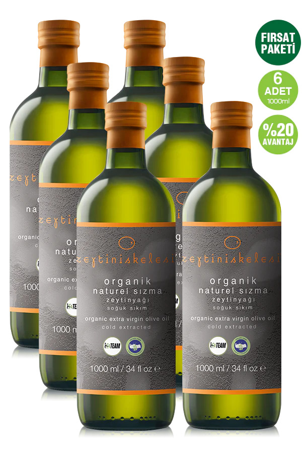 Zeytin İskelesi Organik 1 LT cam şişe  Naturel Sızma Fırsat Paketi ( 6 adet)