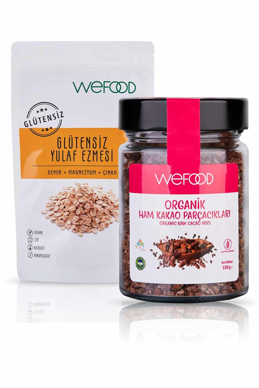 Wefood Glutensiz Yulaf Ezmesi 300 gr + Organik Ham Kakao Parçacıkları 150 gr