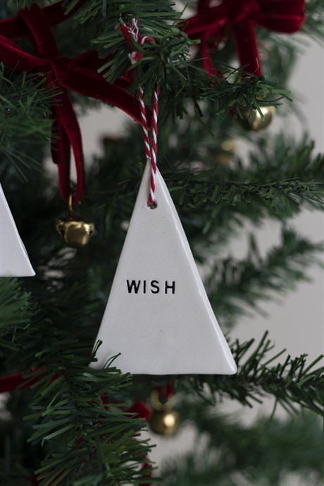 Yılbaşı El Yapımı Seramik 2 li Çam Ağacı Süsü Noel Joy Wish
