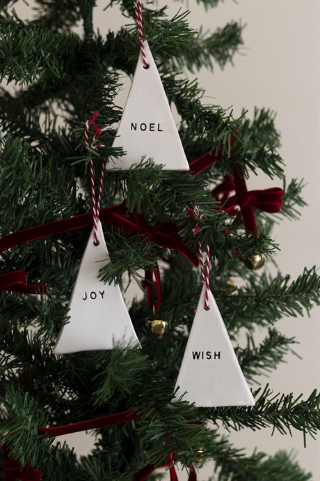 Yılbaşı El Yapımı Seramik 3 lü Çam Ağacı Süsü Noel Joy Wish