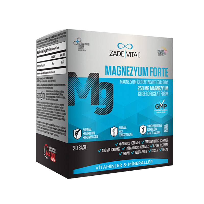 Zade Vital Magnezyum Forte Takviye Edici Gıda 20 Şase